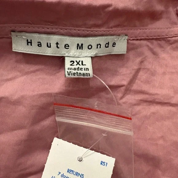 Haute Monde Women Blouse Top Pink Wrap Tie Long Sleeve Made in Vietnam Size 2XL - Picture 2 of 15